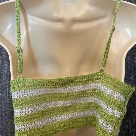 PACSUN Green and white Crochet Halter Top - Picture 4 of 5